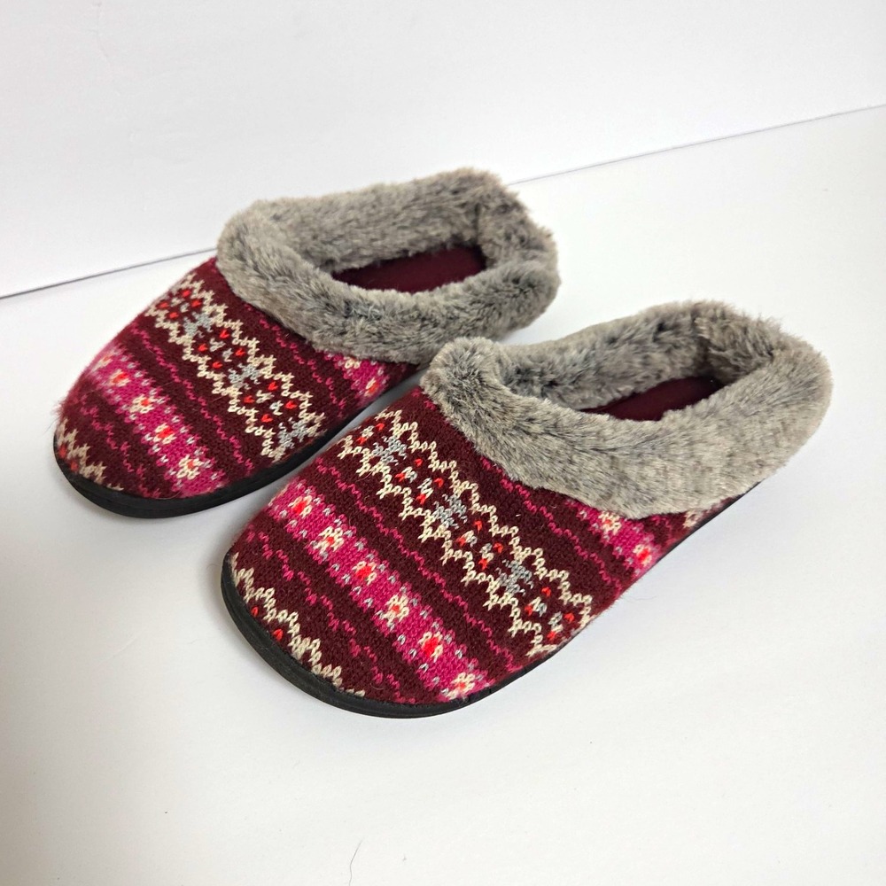 Women's Allison Chenille Fairisle Scuff Slippers 7 Dearfoam Faux Holiday Winter